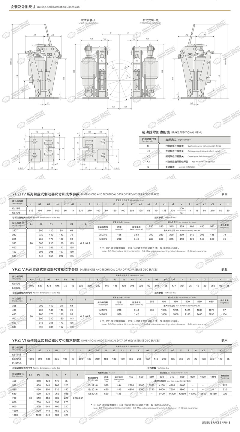 YPZ2IV、V、VI系列電力液壓臂盤式制動(dòng)器